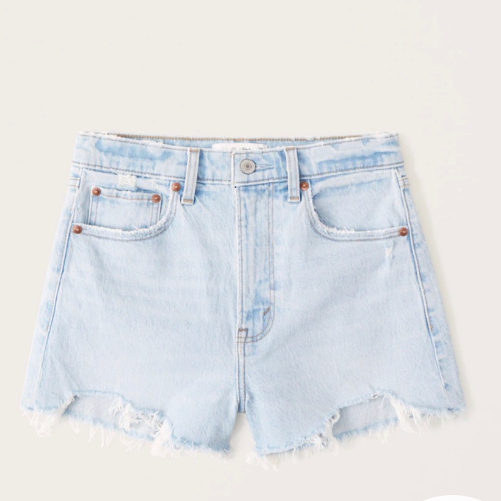 High Rise Cutoff Denim Mom Shorts